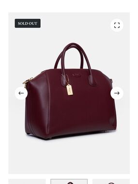 Moncrief “Stephanie” Structured Leather Satchel in Deep Burgundy
